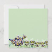 Blauwe Theepot met Bloemen Afternoon Tea Baby Show Kaart (Achterkant)