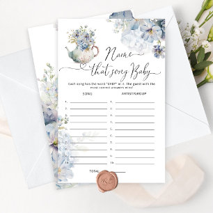 Blauwe theepot Naam dat nummer baby shower spel