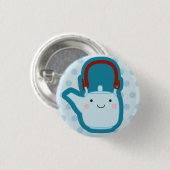 Blauwe theepot ronde button 3,2 cm (Voorkant /achterkant)