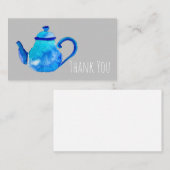 Blauwe theepot voor waterverf notitiekaartje (Voorkant / Achterkant)