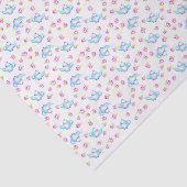 Blauwe theepotten Theetijd Roze Rozen Illustratie Tissuepapier (Detail)