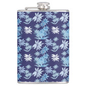 Blauwe-themaflora patronen heupfles (Voorkant)