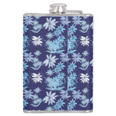 Blauwe-themaflora patronen heupfles (Achterkant)