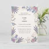 Blauwe Thistle Bloemen Bruiloft Kaart (Staand voorkant)