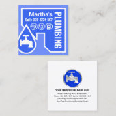 Blauwe thuisrand lekkraan vierkante visitekaartje (Voorkant / Achterkant)