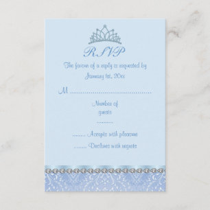 Blauwe Tiara & Damask Sweet16 RSVP-kaart RSVP Kaartje