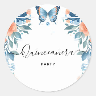 Blauwe Tiara Familie Latina Girly Spaans Quinceane Ronde Sticker