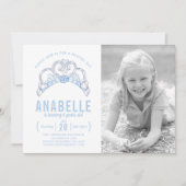  blauwe Tiara foto verjaardagsuitnodiging Kaart (Voorkant)