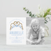  blauwe Tiara foto verjaardagsuitnodiging Kaart (Staand voorkant)