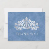 Blauwe Tiara kroon Elegante Quinceanera Bedankkaart (Voorkant)