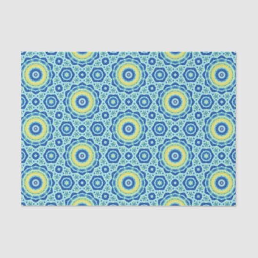 Blauwe Tie Dye Mandala Patroon - Weefselpapier Tissuepapier (Voorkant)
