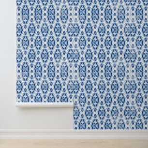 Blauwe Tie Dye Pattern Klassiek Behang