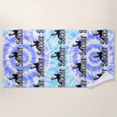 Blauwe Tie Dye Voetbal Ontwerp, Strandlaken (Voorkant)