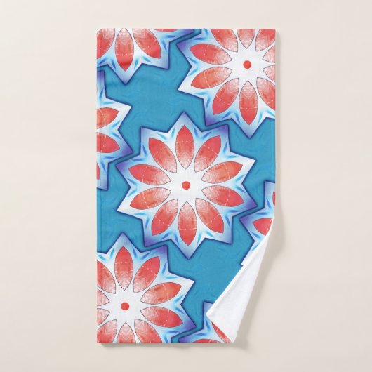 Blauwe, tien stub sterren kaleidoscoop in zacht gl bad handdoek (Handdoek)