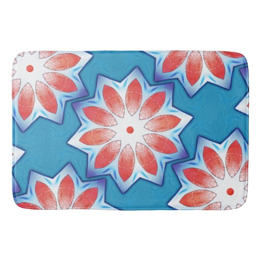 Blauwe, tien stub sterren kaleidoscoop in zacht gl badmat (Voorkant)