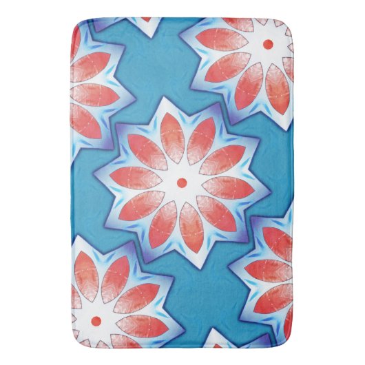 Blauwe, tien stub sterren kaleidoscoop in zacht gl badmat (Voorkant Verticaal)