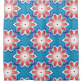 Blauwe, tien stub sterren kaleidoscoop in zacht gl douchegordijn (Voorkant)