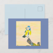 Blauwe tiervogel briefkaart (Voorkant / Achterkant)