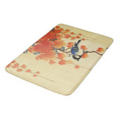 Blauwe tiervogel, Paulownia tak, rode herfstblader Badmat (Gekanteld)