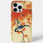 Blauwe tiervogel, Paulownia tak, rode herfstblader Case-Mate iPhone Case (Achterkant)