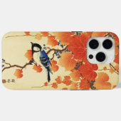 Blauwe tiervogel, Paulownia tak, rode herfstblader Case-Mate iPhone Case (Achterkant (horizontaal))