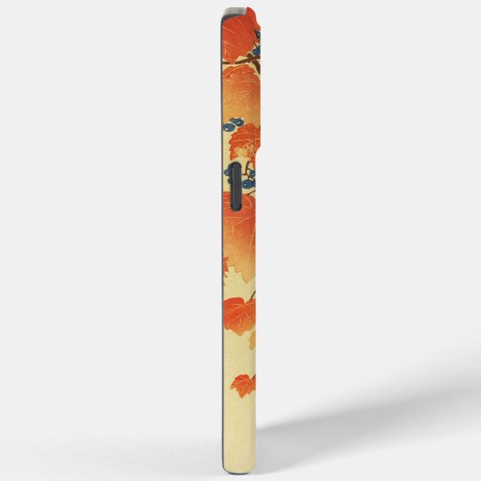 Blauwe tiervogel, Paulownia tak, rode herfstblader Case-Mate iPhone Case (Achterkant / Rechts)