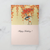 Blauwe tiervogel, Paulownia tak, rode herfstblader Kaart (Binnen)