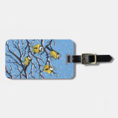 Blauwe tietvogels in de winter bagagelabel (Voorkant horizontaal)