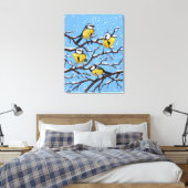 Blauwe tietvogels in de winter canvas afdruk (Insitu (Slaapkamer))