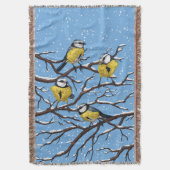 Blauwe tietvogels in de winter deken (Voorkant Verticaal)