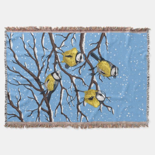 Blauwe tietvogels in de winter deken (Voorkant)
