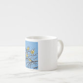 Blauwe tietvogels in de winter espresso kop (Voorkant rechts)
