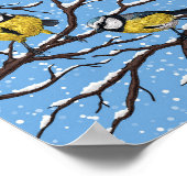 Blauwe tietvogels in de winter poster (Hoek)