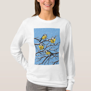 Blauwe tietvogels in de winter t-shirt