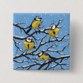 Blauwe tietvogels in de winter vierkante button 5,1 cm (Voorkant)