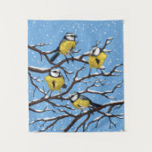 Blauwe tietvogels in de winter wandkleed (Voorkant)