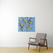 Blauwe tietvogels in de winter wandkleed (In Situ (horizontaal))