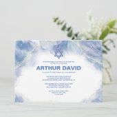 Blauwe tijdbalk Mitzvah Kaart (Staand voorkant)