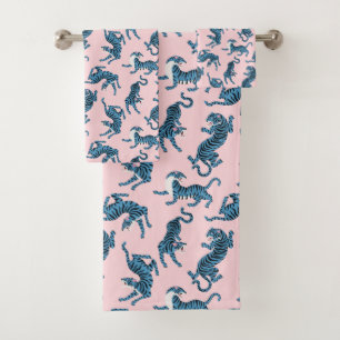 Blauwe Tijger Aziatisch Patroon Bad Handdoek