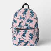 Blauwe Tijger Aziatisch Patroon Bedrukte Rugzak (Voorkant)