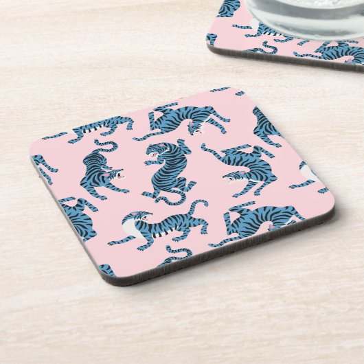 Blauwe Tijger Aziatisch Patroon Bier Onderzetter (Linkerzijde)