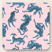 Blauwe Tijger Aziatisch Patroon Bier Onderzetter (Voorkant)