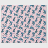Blauwe Tijger Aziatisch Patroon Cadeaupapier (Vlak)