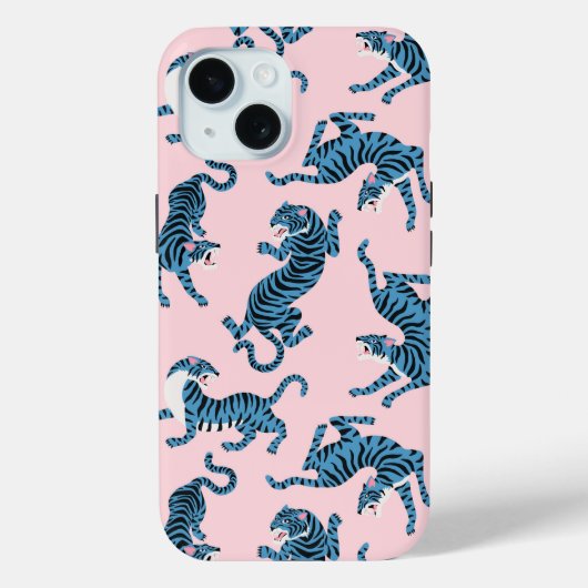 Blauwe Tijger Aziatisch Patroon Case-Mate iPhone Case (Achterkant)