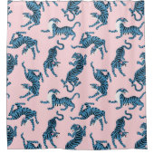 Blauwe Tijger Aziatisch Patroon Douchegordijn (Voorkant)