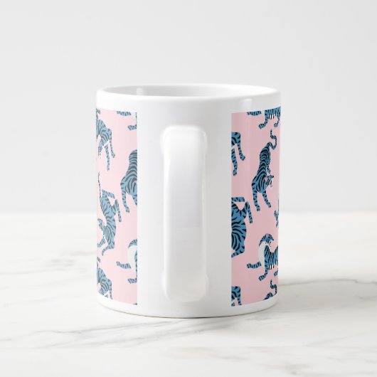 Blauwe Tijger Aziatisch Patroon Grote Koffiekop (Achterkant)