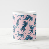 Blauwe Tijger Aziatisch Patroon Grote Koffiekop (Voorkant)