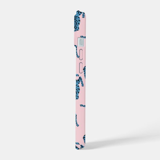 Blauwe Tijger Aziatisch Patroon iPhone 15 Case (Linkerkant)