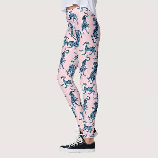 Blauwe Tijger Aziatisch Patroon Leggings (Links)