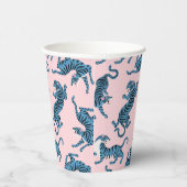 Blauwe Tijger Aziatisch Patroon Papieren Bekers (Rechts)